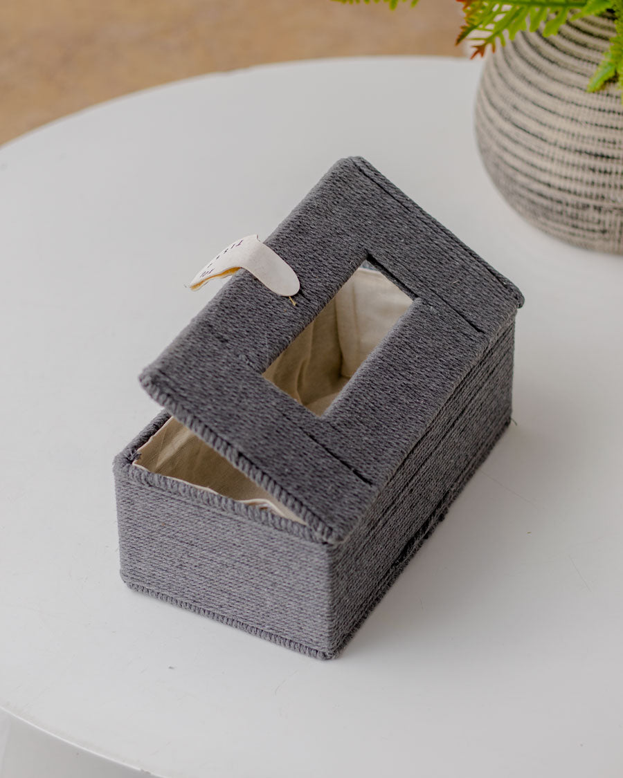 Bohemian Breeze Rattan Tissue Box - Grey - The Decor Kart