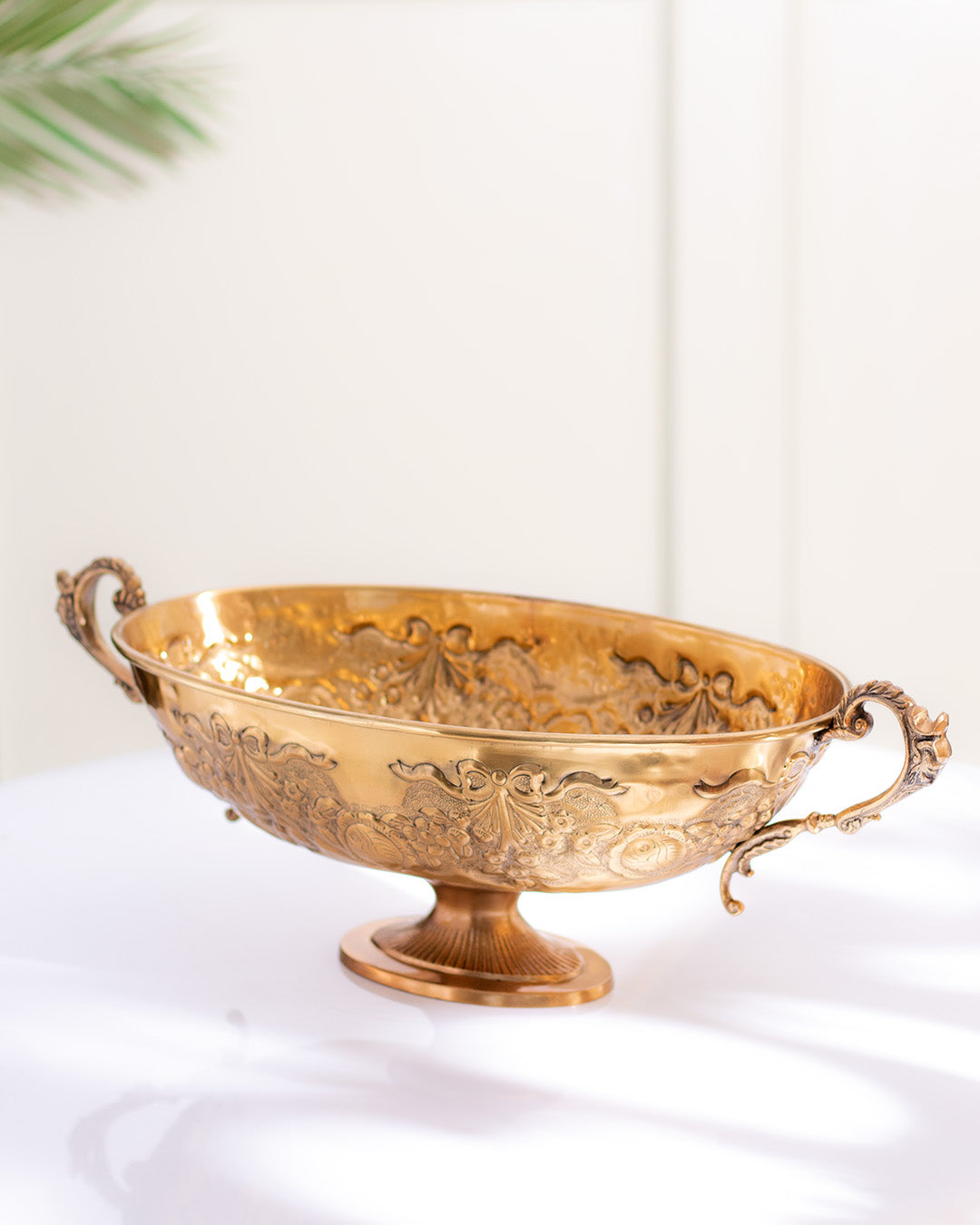 Embossed Brass Handcrafted Bowl - Large 15"