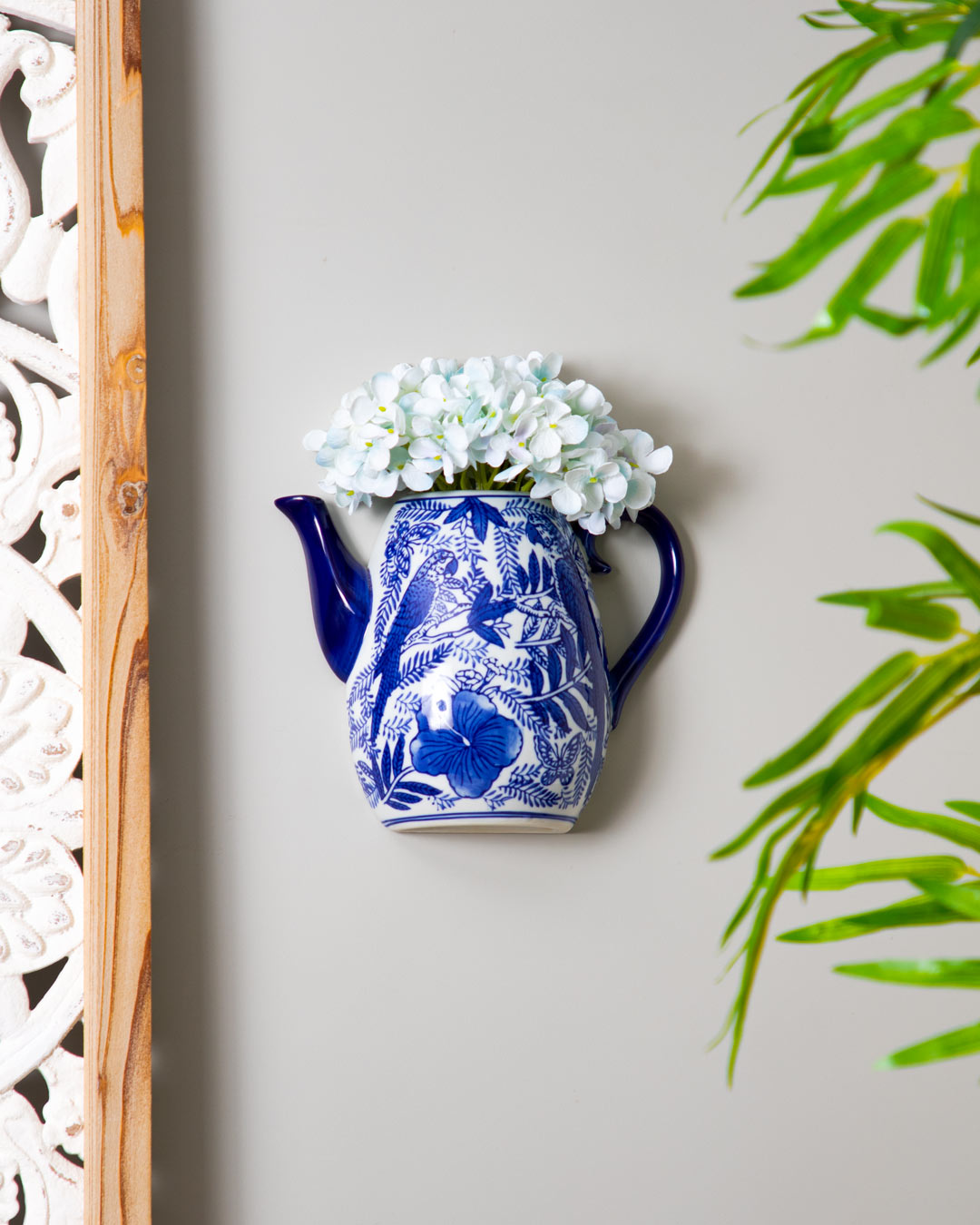 Rendezvous with Blue - Wall Mounted Planter Kettle - The Decor Kart