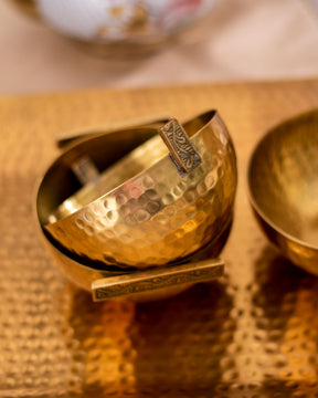 Hammered brass decorative serving bowls 