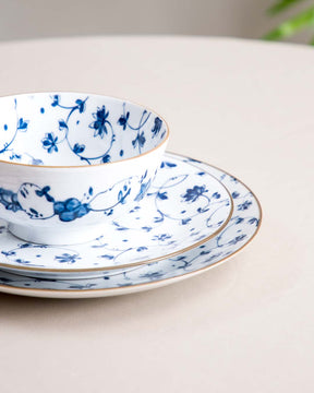 Orchid Blue & White Dinner Plate - The Decor Kart