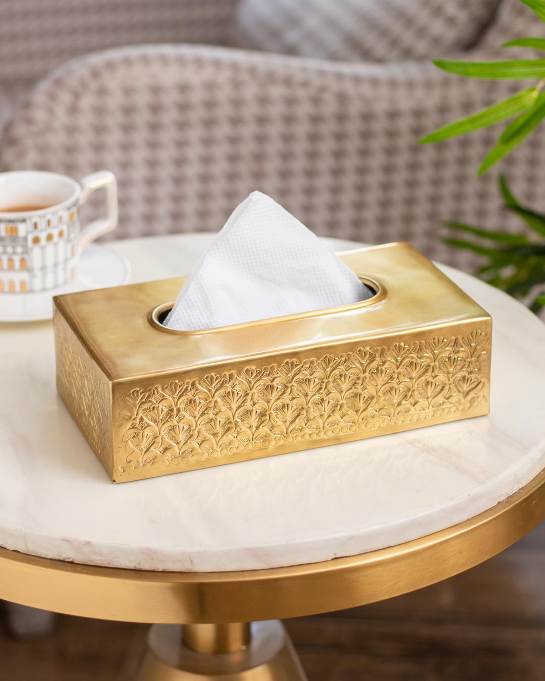 Acanthus Brass Tissue Box - The Decor Kart