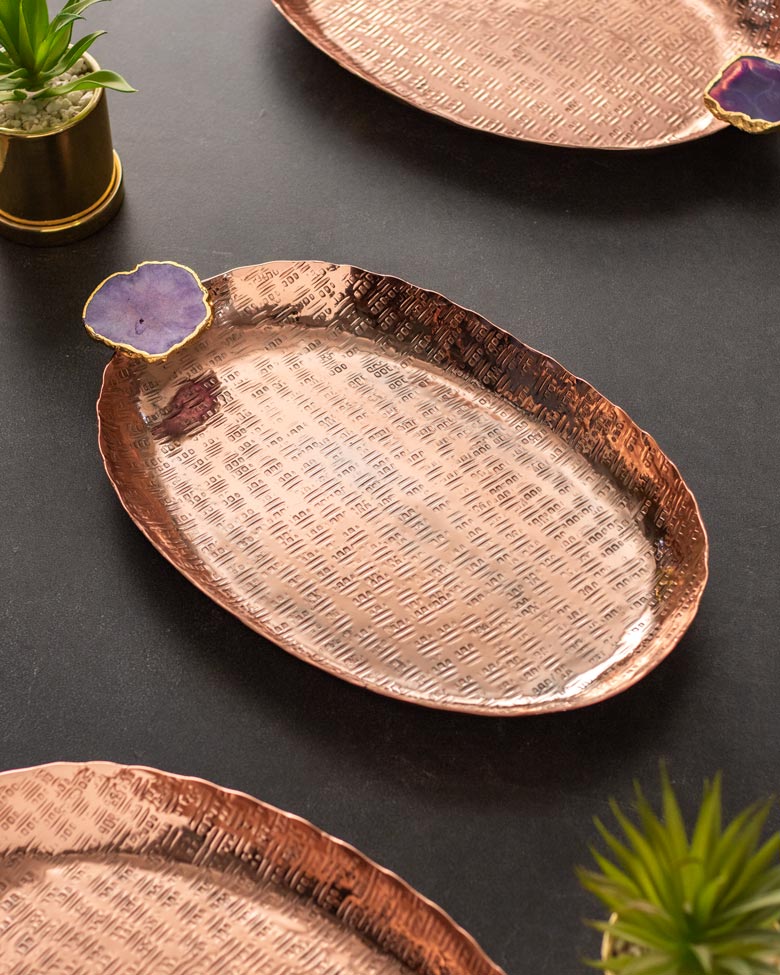 Agate Brass Decorative Tray - The Decor Kart