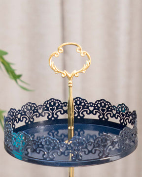 'Lacing Elegance' 3-Tier Cake Stand - Navy Blue - The Decor Kart