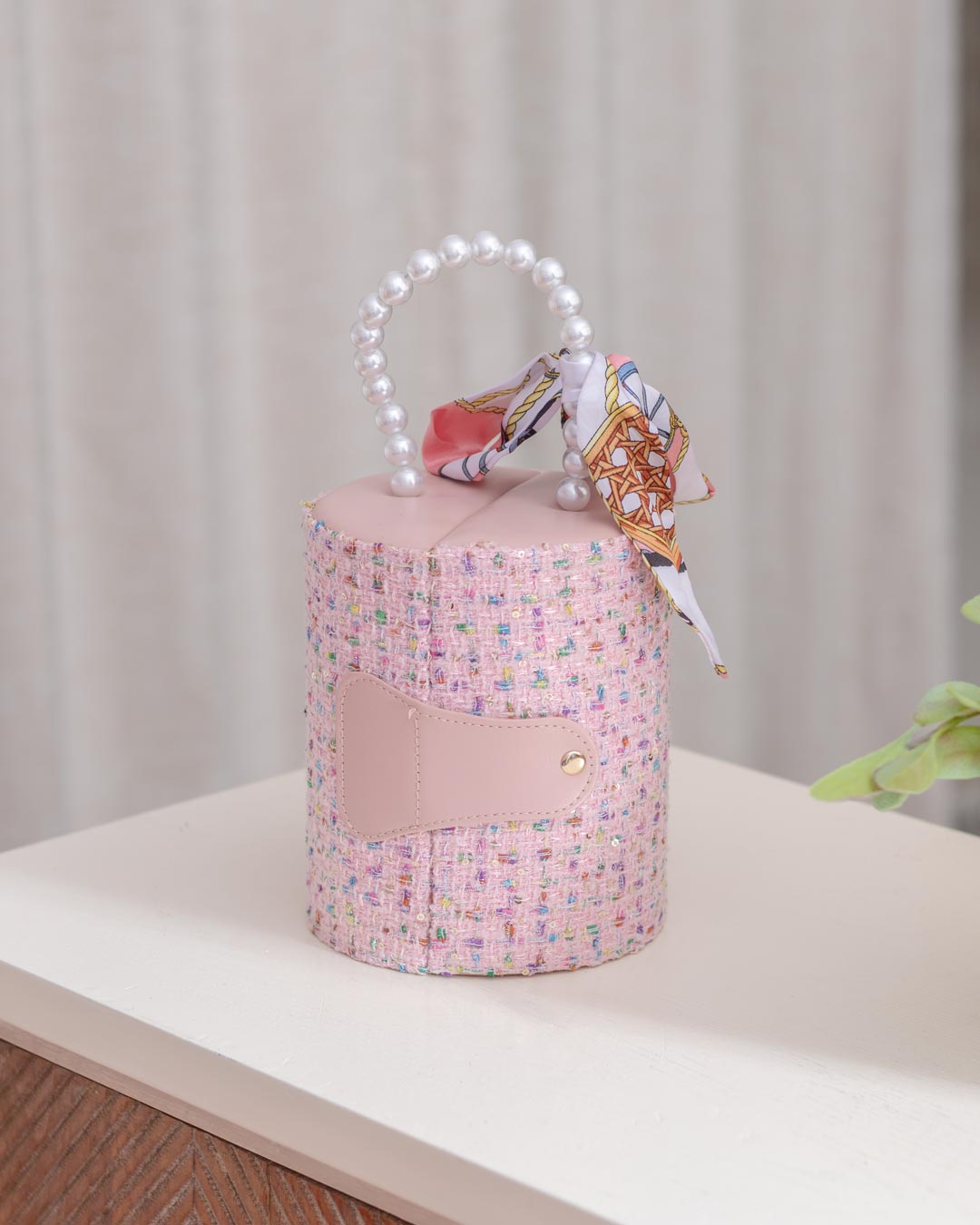 Round Jewellery Organizer Box - Pink - The Decor Kart