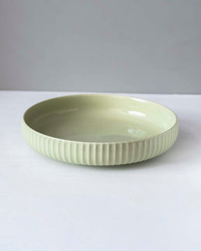 Glossy Straight Grain Pasta Plate - Milk Green - The Decor Kart