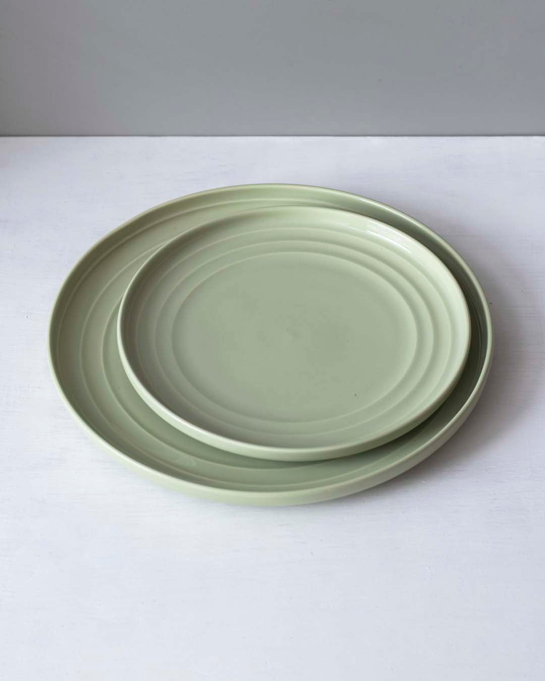 Glossy Straight Grain Quarter Plate - Milk Green - The Decor Kart