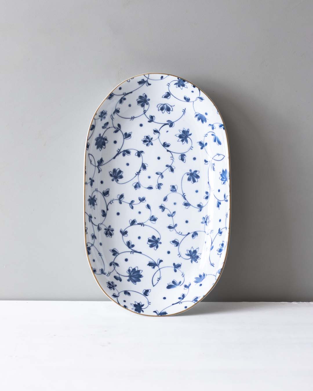 Orchid Blue & White Platter- Small - The Decor Kart