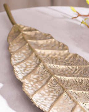 'Gilded Garden' Metal Leaf Serving Platter - The Decor Kart