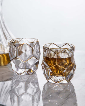 Diamond Cut Crystal Drinking Glass - Set Of 2 - The Decor Kart