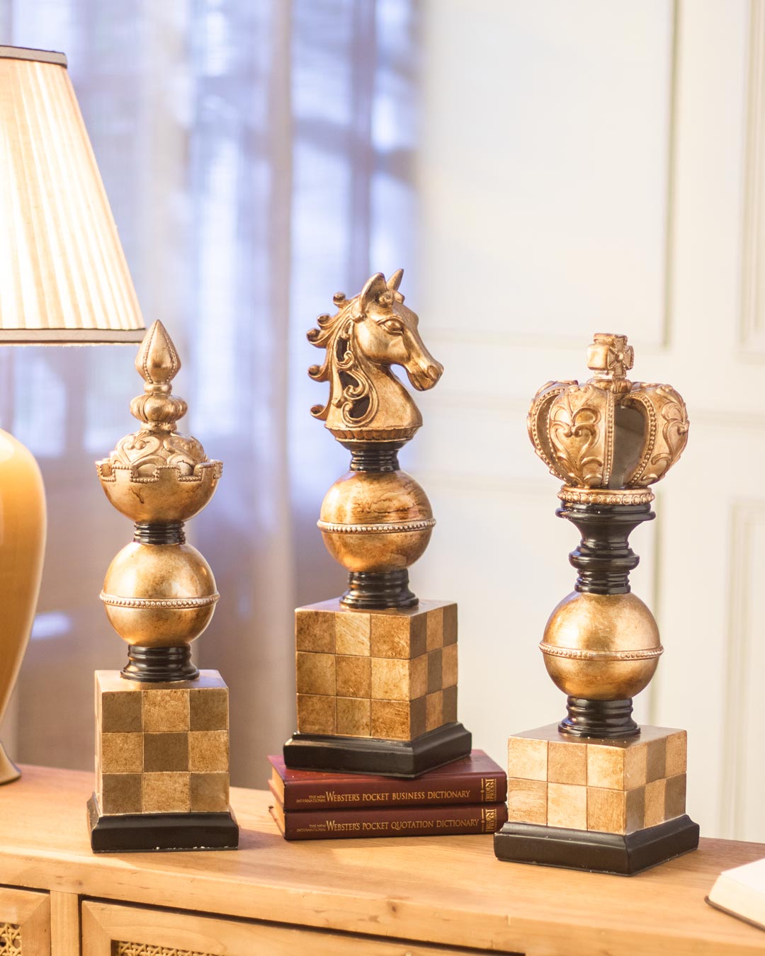 King, Queen & Knight Oversized Chess Pieces - Set of 3 - The Decor Kart