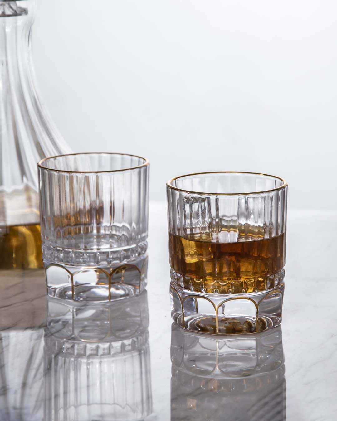 Thick Bottom Clear Whiskey Glasses - Set of 2 - The Decor Kart