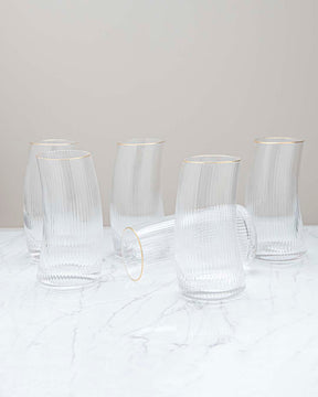 Fluted Tall Drinking Glasses - Set Of 6 - The Decor Kart