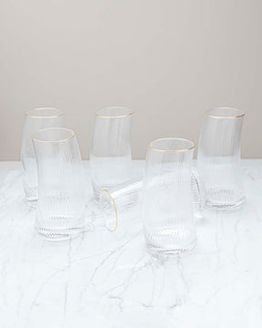 Fluted Tall Drinking Glasses - Set Of 6 - The Decor Kart