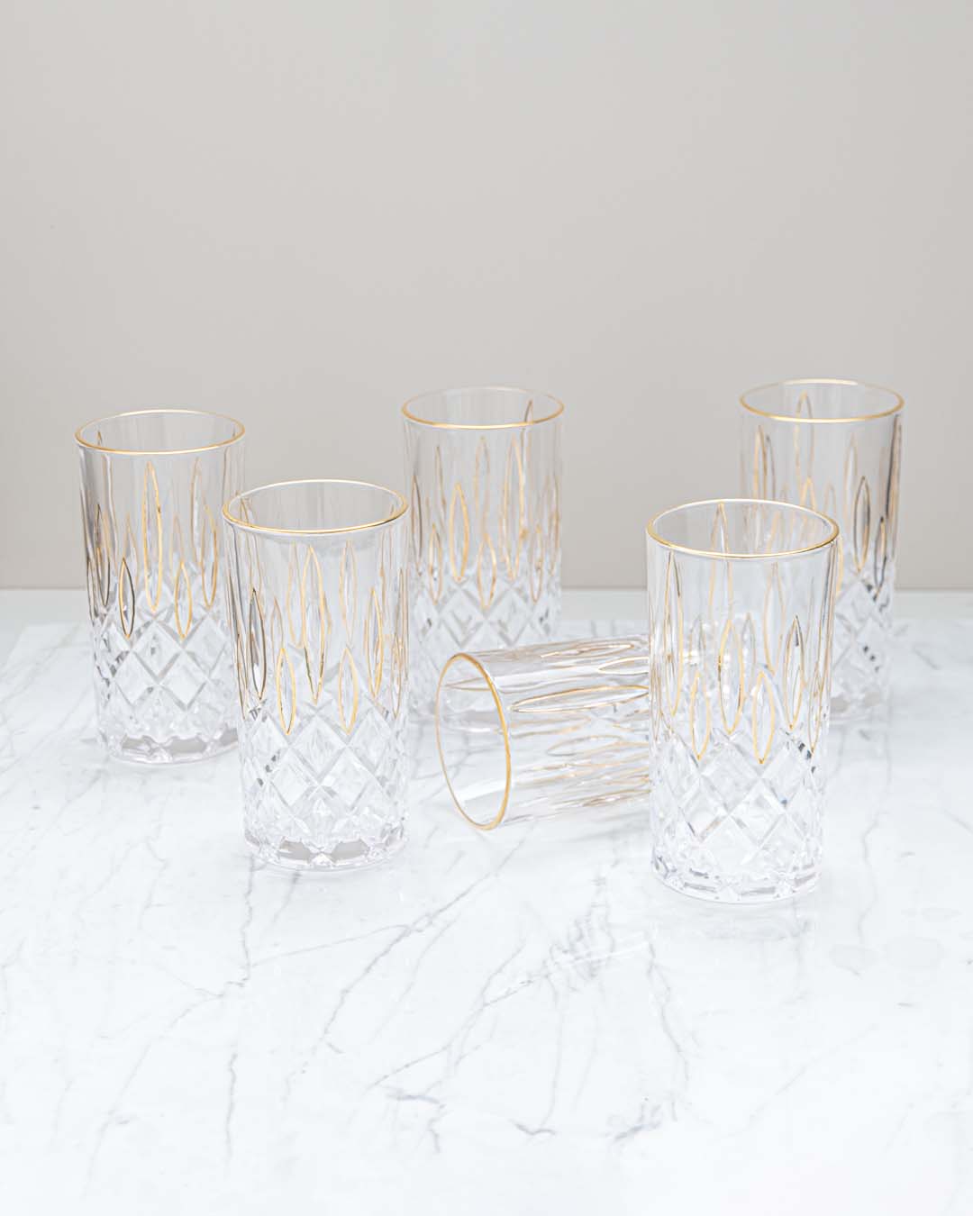 Gold Rim Highball Drinking Glasses - Set of 2 - The Decor Kart