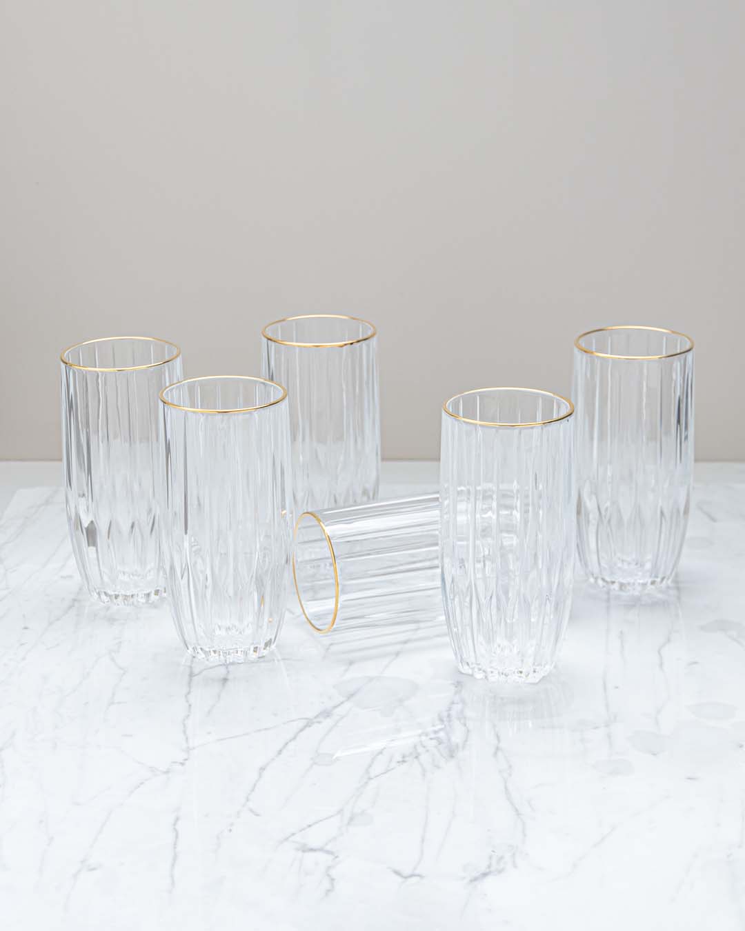 Golden Adge Striped Drinking Glasses - Set Of 6 - The Decor Kart