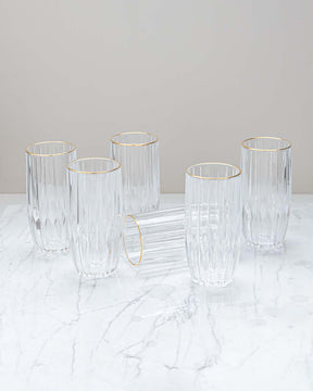 Golden Adge Striped Drinking Glasses - Set Of 6 - The Decor Kart