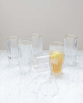 Golden Adge Striped Drinking Glasses - Set Of 6 - The Decor Kart