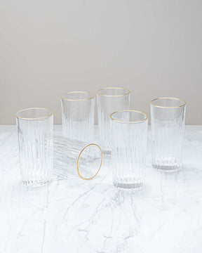 Striped Highball Drinking Glasses - Set Of 6 - The Decor Kart