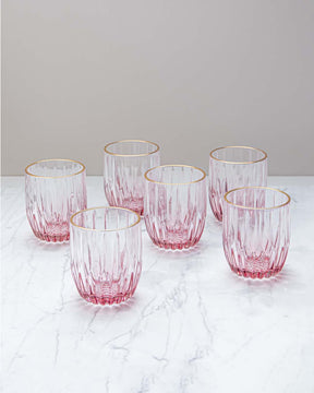 Archie Old Fashion Whiskey Glasses - Red - Set Of 6 - The Decor Kart