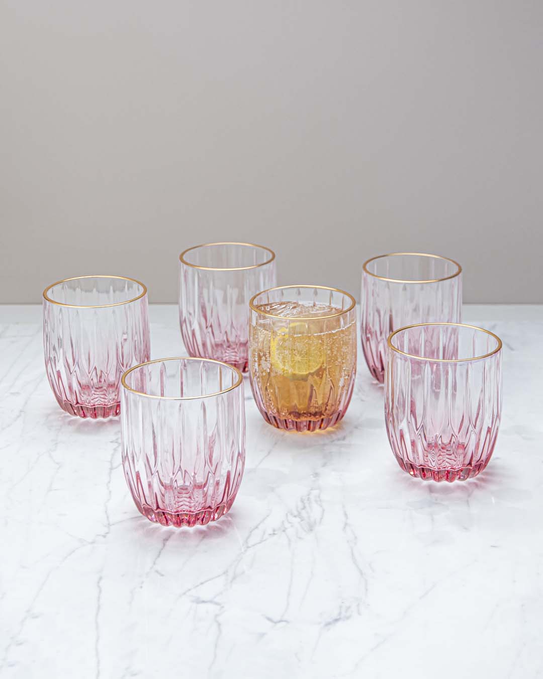 Archie Old Fashion Whiskey Glasses - Red - Set Of 6 - The Decor Kart