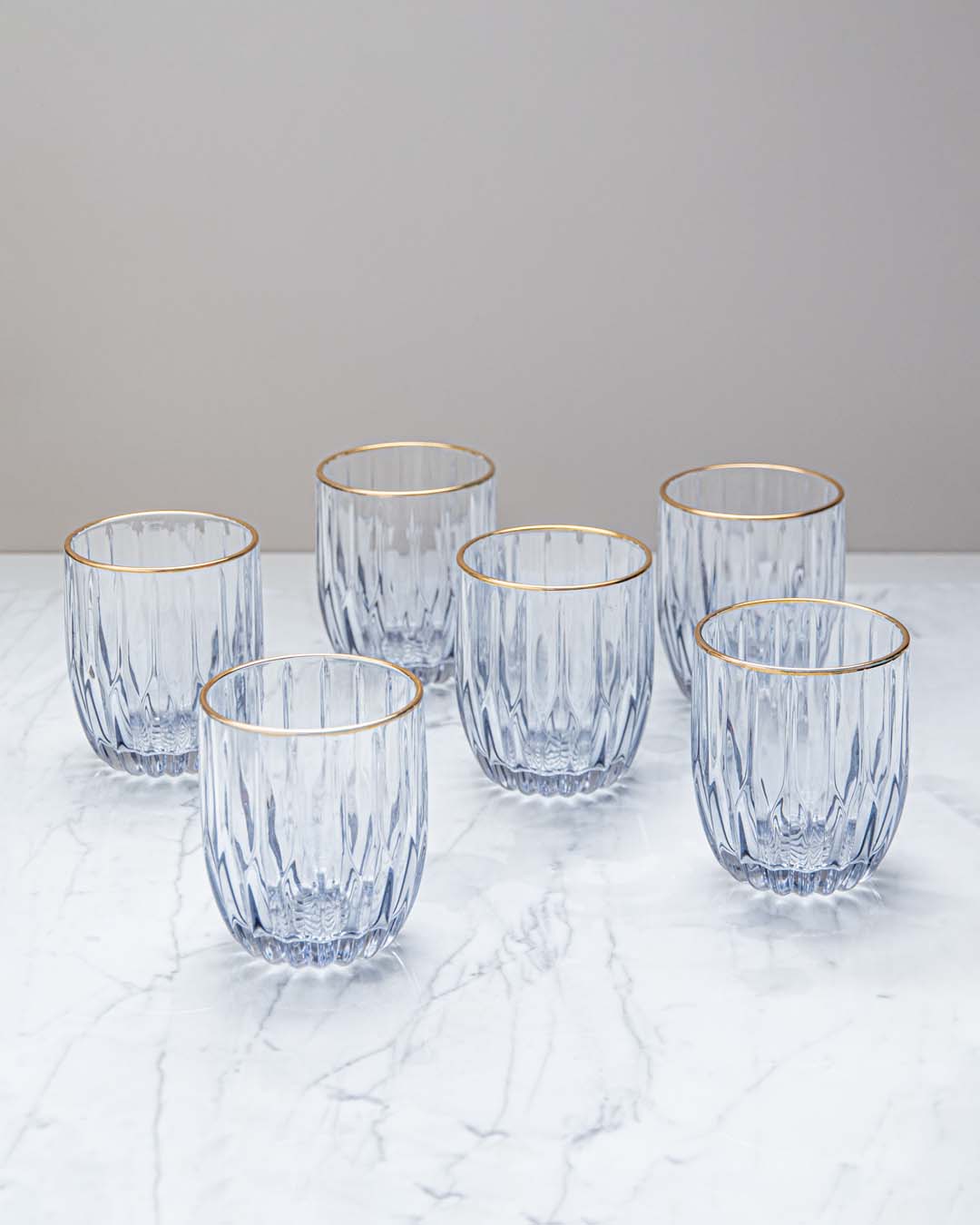 Archie Old Fashion Whiskey Glasses - Blue - Set Of 6 - The Decor Kart