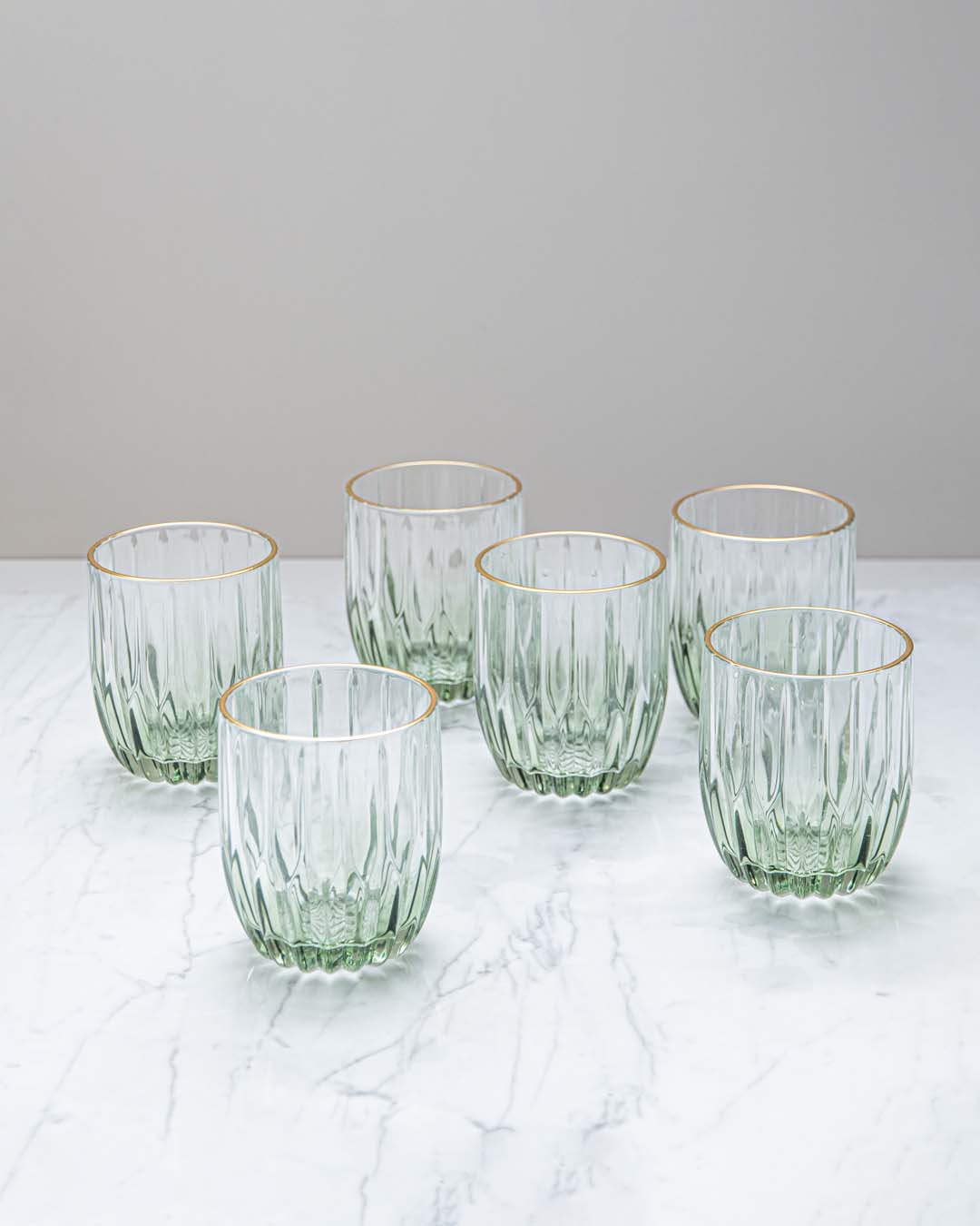 Archie Old Fashion Whiskey Glasses - Green - Set Of 6 - The Decor Kart