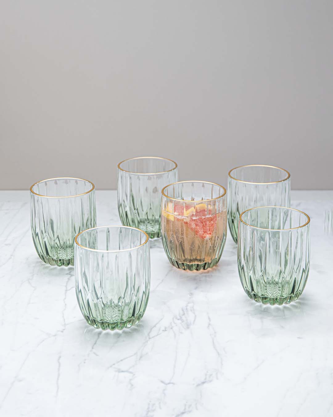 Archie Old Fashion Whiskey Glasses - Green - Set Of 6 - The Decor Kart