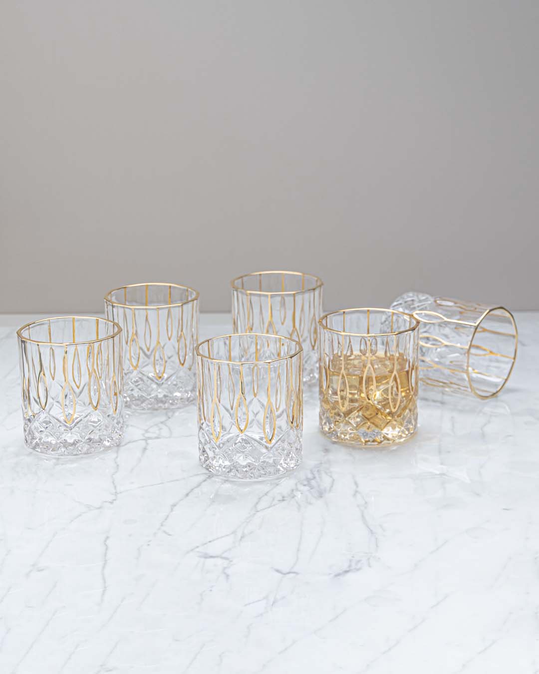 Gold Adge Whisky Glasses - Set of 2 - The Decor Kart