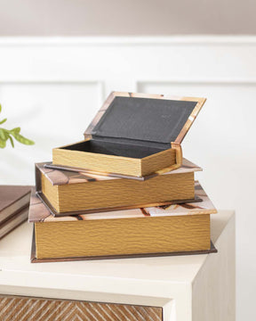 Faux Leather Book Boxes - Set of 3 - The Decor Kart