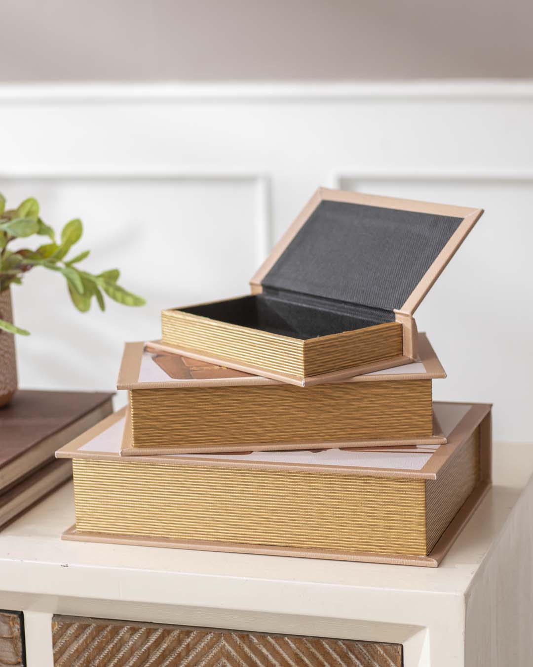 Faux Leather Book Boxes - Set of 3 - The Decor Kart