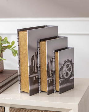 Faux Leather Book Boxes - Set of 3 - The Decor Kart