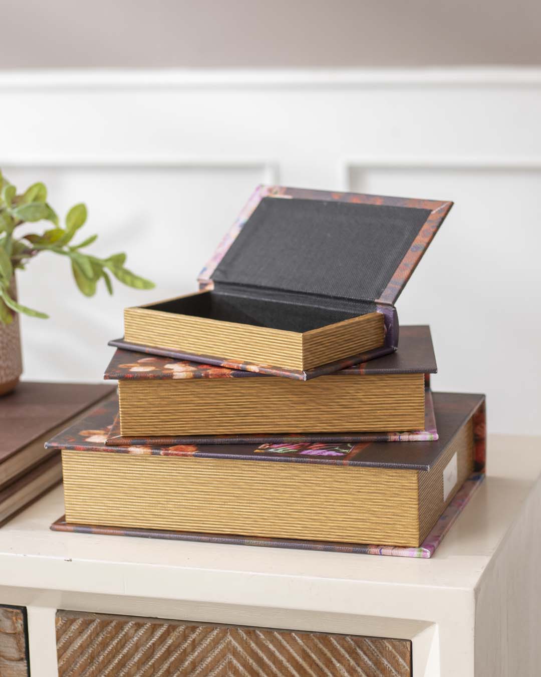 Faux Leather Book Boxes - Set of 3 - The Decor Kart