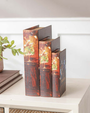 Faux Leather Book Boxes - Set of 3 - The Decor Kart