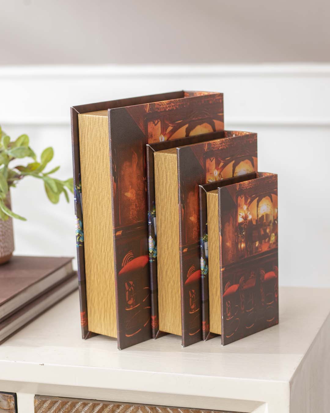 Faux Leather Book Boxes - Set of 3 - The Decor Kart