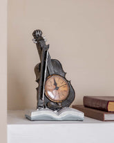 'Violin With Clock' Placed On Book Stand - The Decor Kart