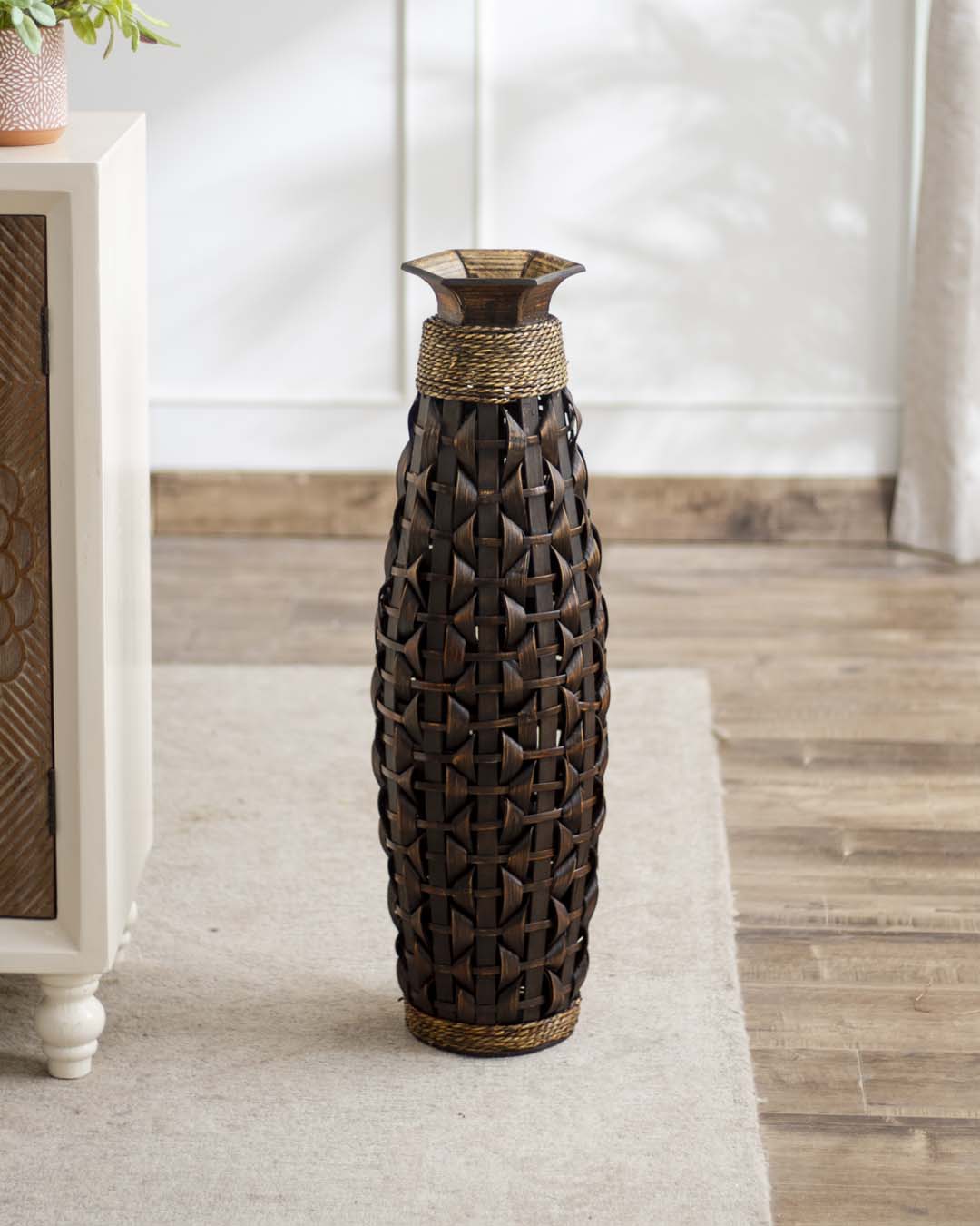 Retro Bamboo Floor Vase - Small - The Decor Kart