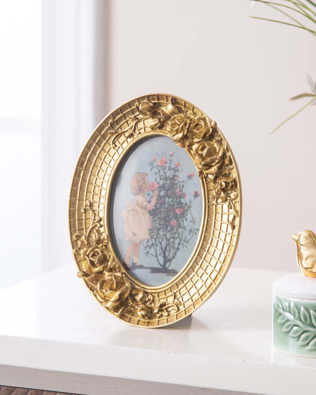 Golden Rose Oval Photo Frame - The Decor Kart