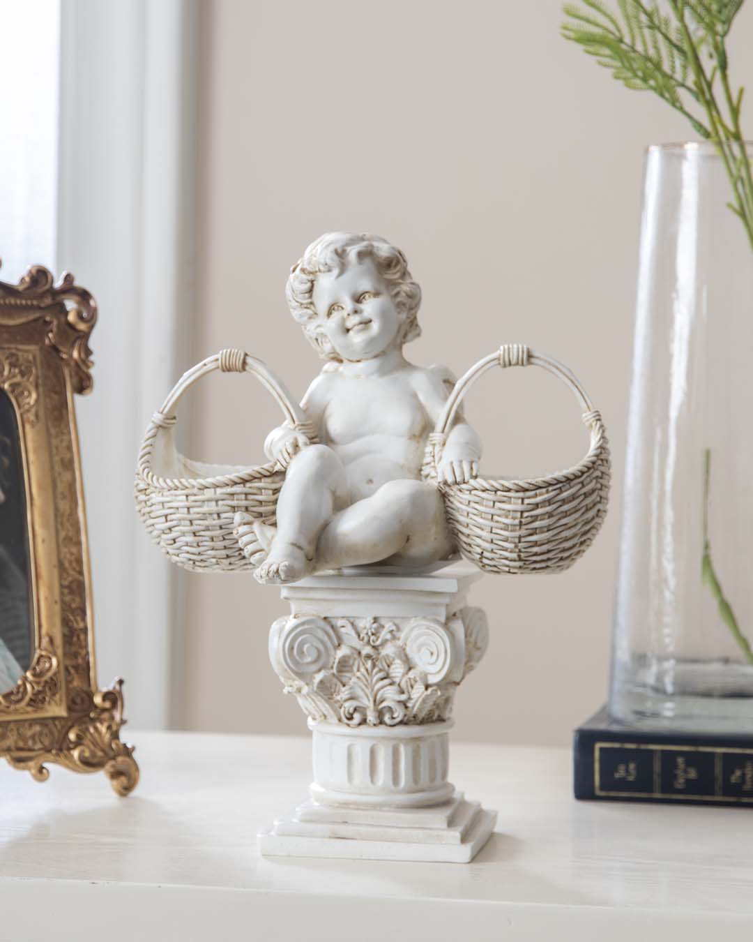 Basket of Treats Angel Cherub Figurine - The Decor Kart