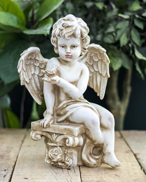 Playing Bird Angel Cherub Figurine - The Decor Kart