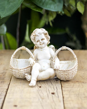 Basket of Treats Angel Cherub Figurine - The Decor Kart