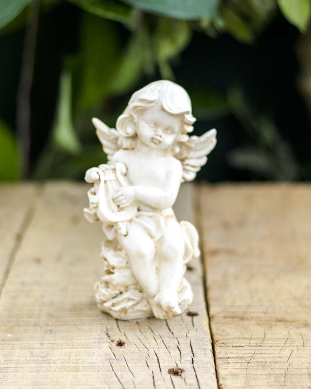 Playing Harp Angel Cherub Figurine - The Decor Kart