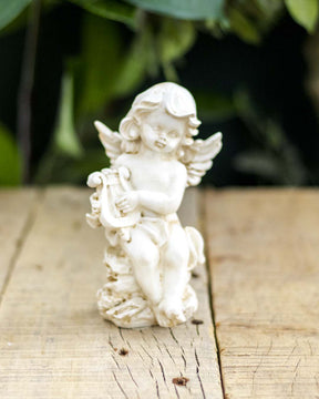 Playing Harp Angel Cherub Figurine - The Decor Kart