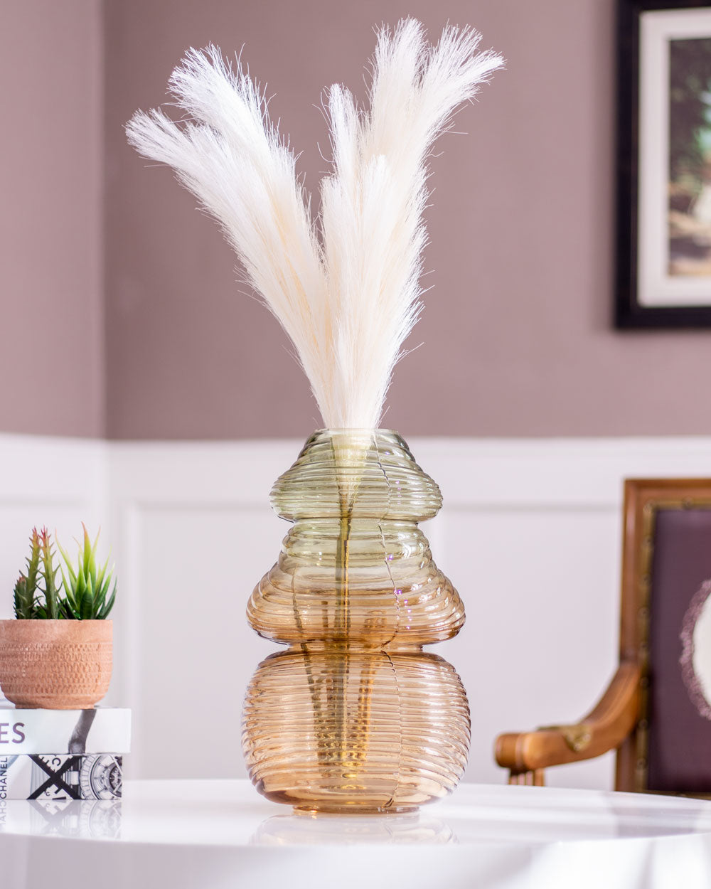 'Layered Brilliance' Flower Glass Vase - The Decor Kart