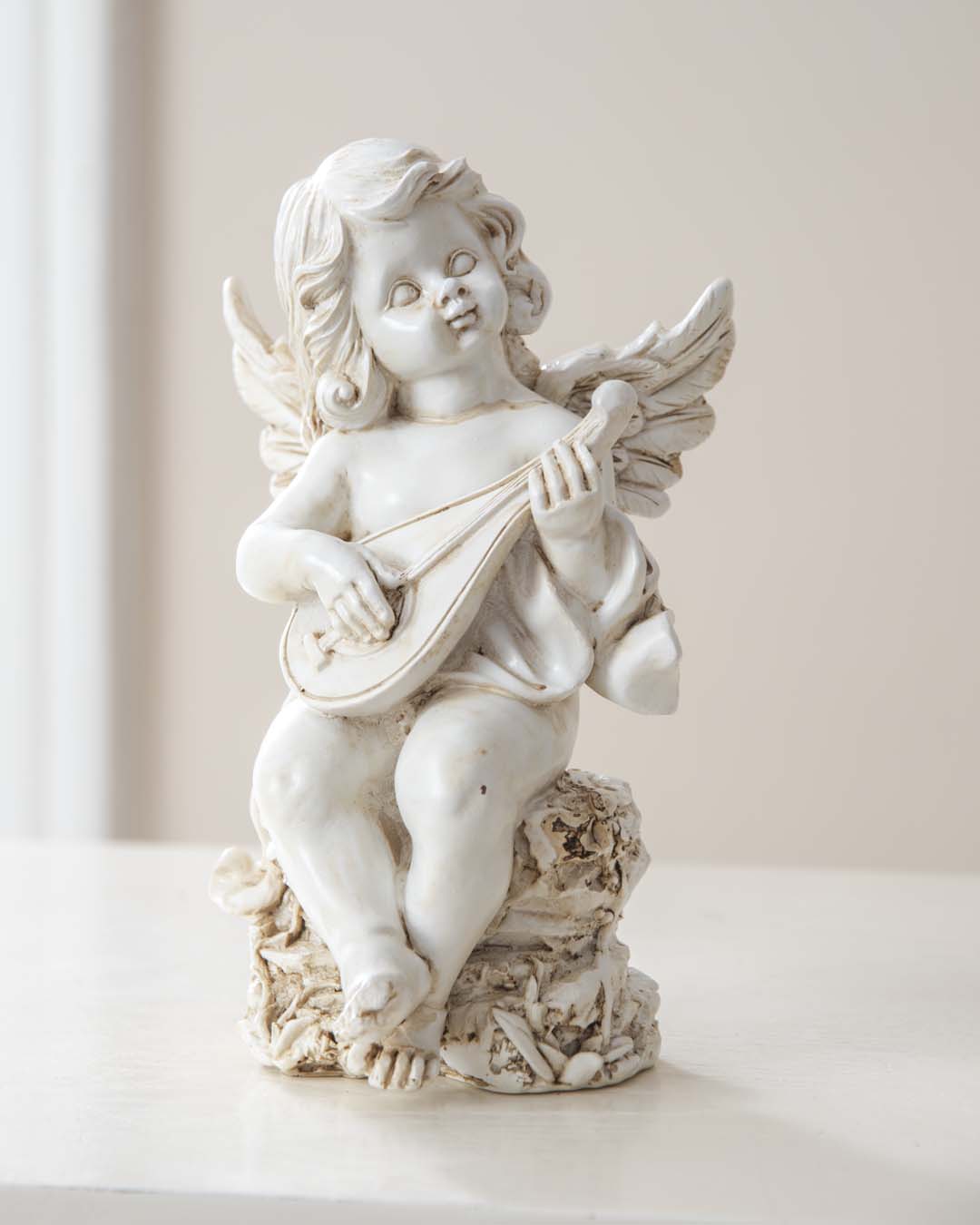 Playing Harp Angel Cherub Figurine - The Decor Kart