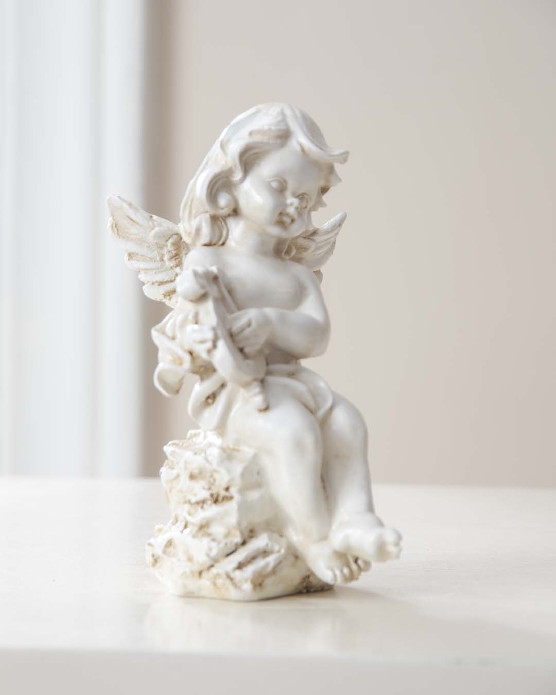 Playing Harp Angel Cherub Figurine - The Decor Kart