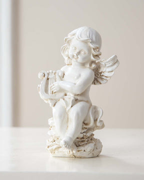 Playing Harp Angel Cherub Figurine - The Decor Kart