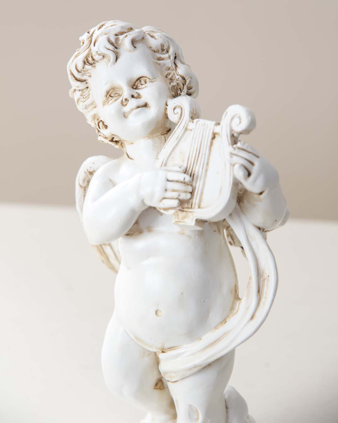 Playing Harp Angel Cherub Figurine - The Decor Kart