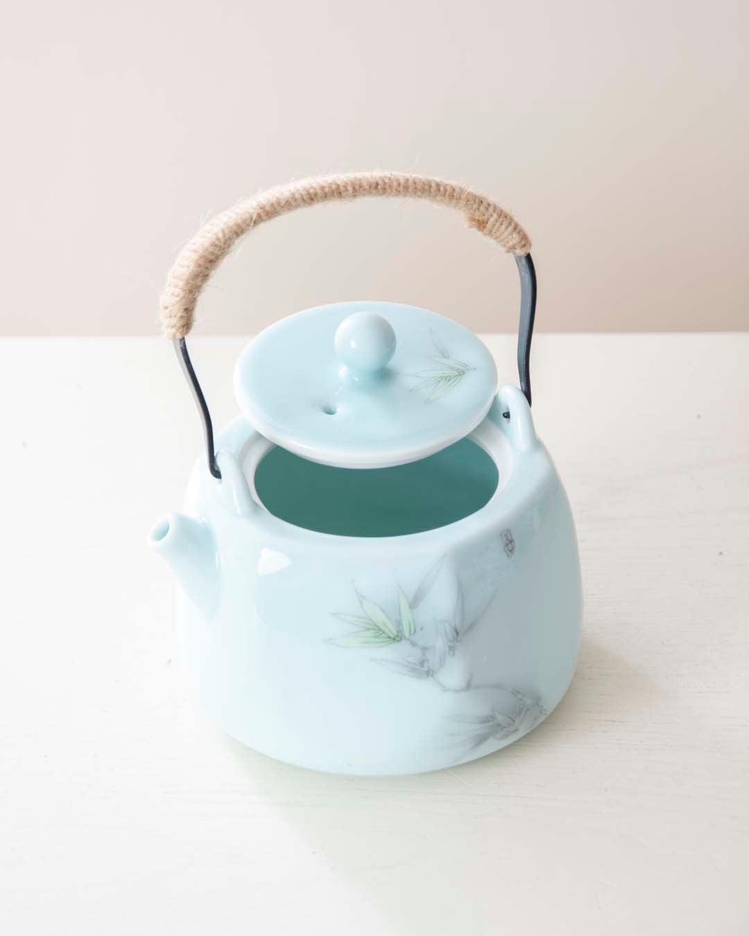 Celadon Hand-Painted Tea Kettle - The Decor Kart