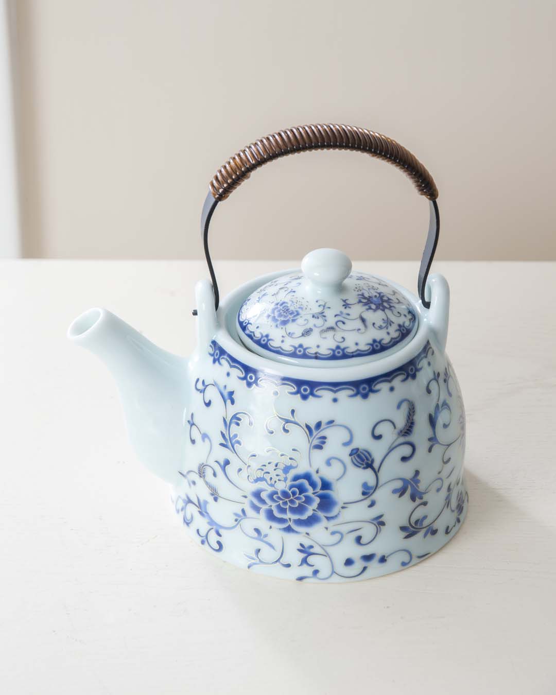 Blue Peony Ceramic Tea Kettle - The Decor Kart